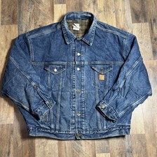 Carhartt Vintage Denim Trucker Jacket Blanket J11DST Size XL Made In USA Faded