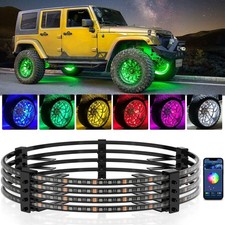 4Pcs 15.5" Inch RGBW LED Wheel Ring Lights Wheel Rim Lights APP Car Pickup Truck
