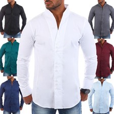 Carisma Herren Uni Stehkragenhemd slimfit ein...