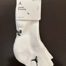 Jordan Everyday Ankle Socks 3 Pairs White/Black DRI-FIT Size L DX9655-100