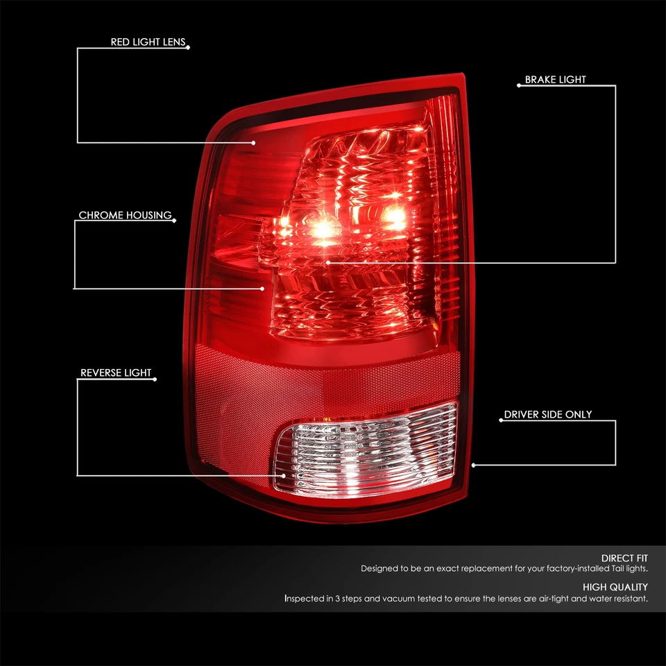 Lente vermelha para 2009-2024 Ram 1500 2500 3500 esquerda/lado do motorista lanterna traseira - Imagem 2 de 4