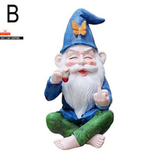 Statua in resina ornamenti gnomo giardino statuina fumo dito medio scrivania libreria