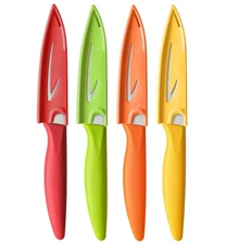 S&M 4PCS Paring knives (4 Knives and 4 Knife cover), 4 Inch Peeling Knife