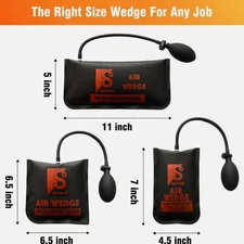 Air Wedge Shim Kit 3-Size Inflatable Pump Leveling Tool 500LB Capacity