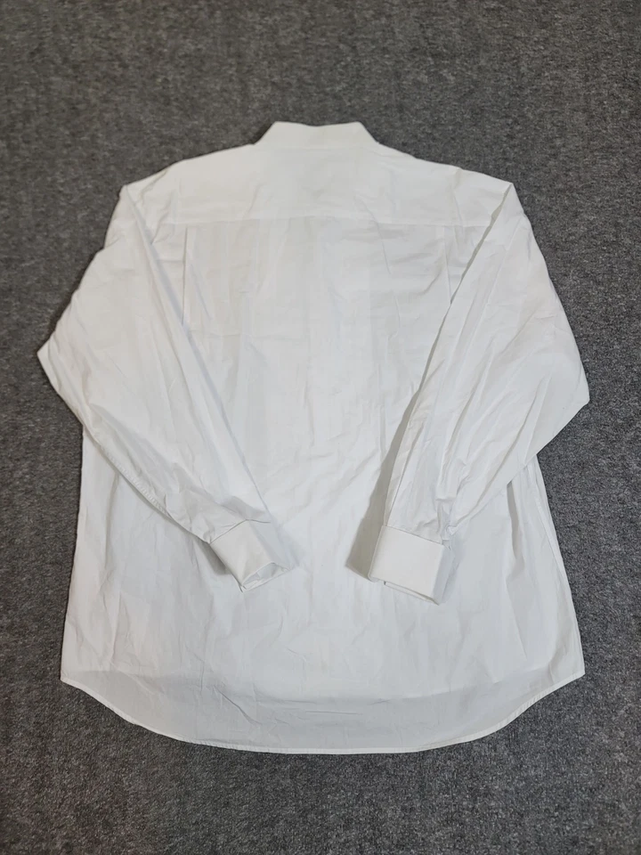 Vintage Y2K Christian Dior Pleated Tuxedo White Shirt Made in China Sz 18/36-37 - Image 2 of 4