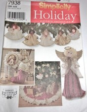 Vtg Simplicity Pattern 7938 Angels Christmas Wreath Ornaments Tree Skirt Uncut