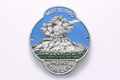 Mt. St. Helen's National Monument Volcano Eruption Walking Staff Medallion