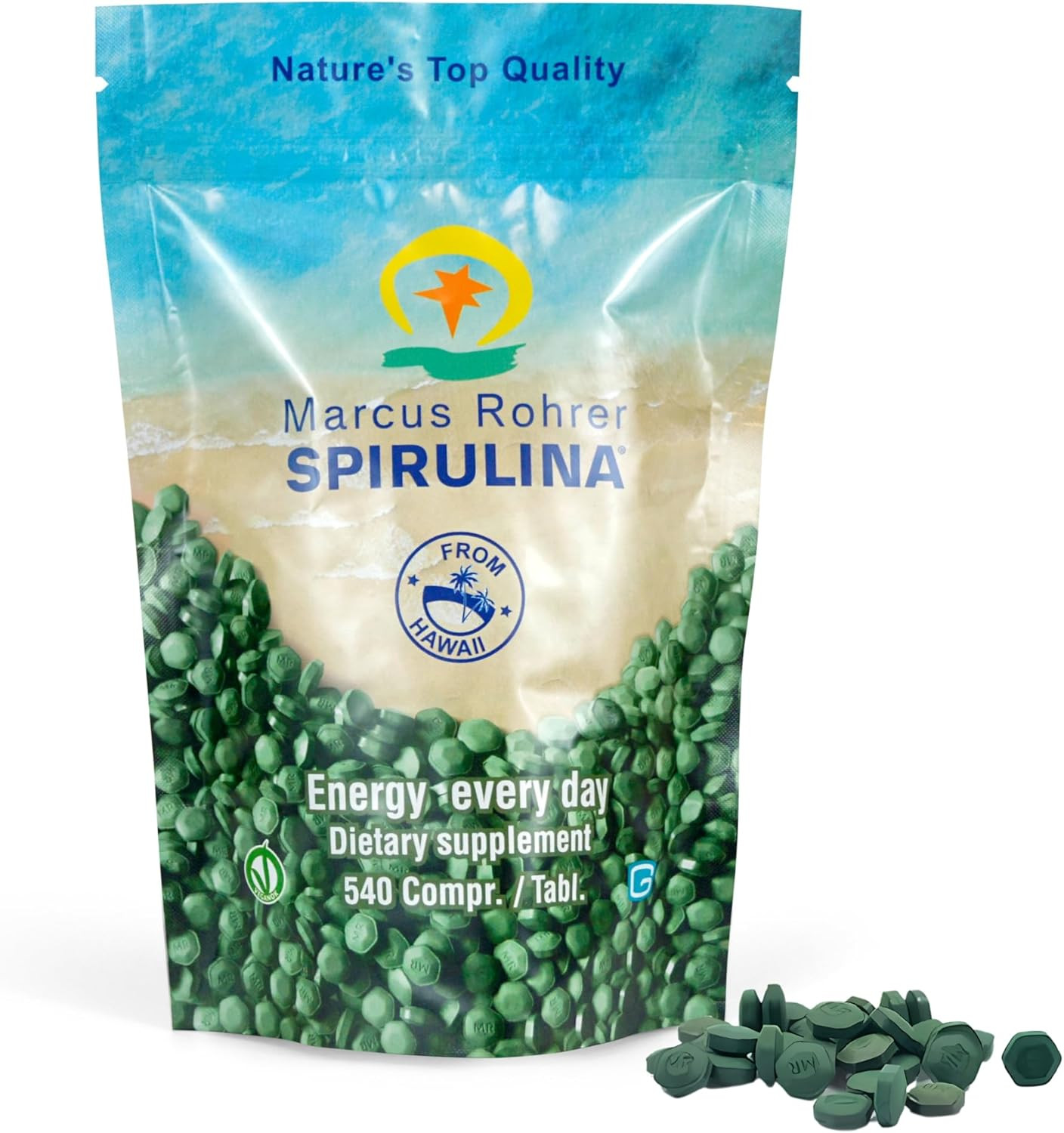 Spirulina Hawaii 540 Compresse - Ricarica Pratica Doypack Famiglia
