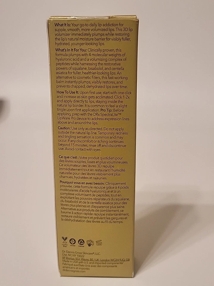 Dr Dennis Gross 3D visible regordete + tratamiento labial reparador 0,33 fl oz caja sellada Foto 3 de 4