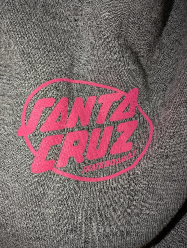 Santa Cruz Zip Hoodie Size 2XL Grey Pink Logo Hooded Sweatshirt Skateboard Surf - image 2 of 4