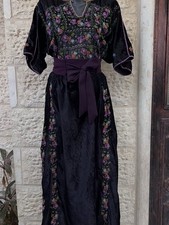 Vintage Handmade Palestinian velvet Embroidery Wedding Palestine Dress Thoub