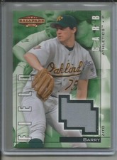 2002 UD BARRY ZITO A`S UD # FG-BZ  AUTHENTIC GAME WORN-JERSEY RELIC CARD