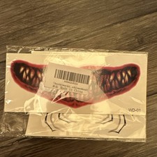 Halloween Skeleton Skull Temporary Tattoo Medium Red Black Yellow Asymmetrical