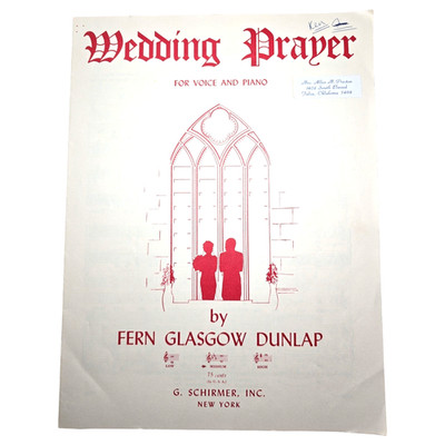 Wedding Prayer Piano Vocal Christian Song Sheet Music 1947 G Schirmer Vtg