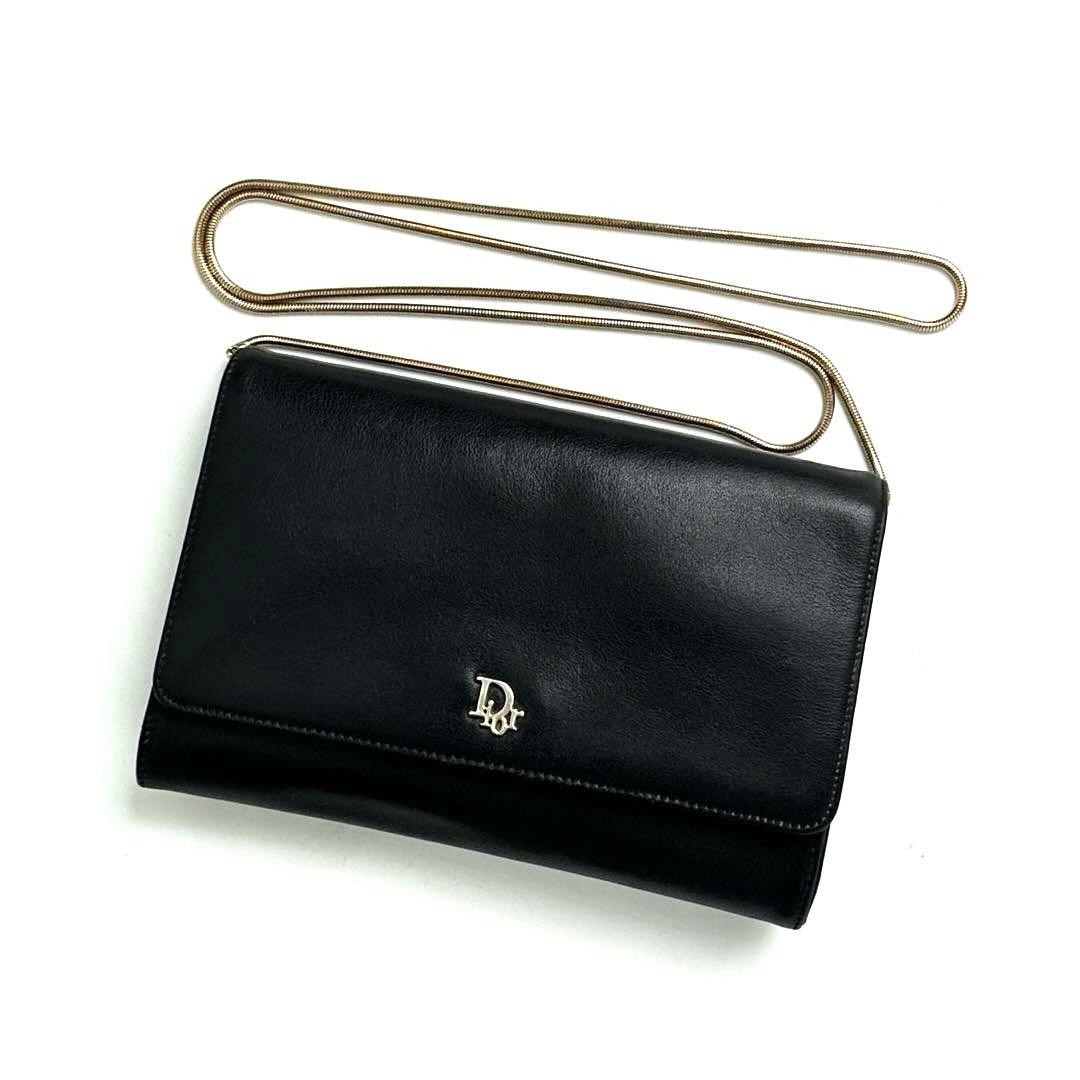 Dior Shoulder Bag Leather Gold Hardware Black Cd Designer Handbag Luxury Purse