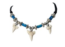 3 Genuine Shark Teeth Necklace for Men, Mako Shark Tooth Necklace, Handmade B...
