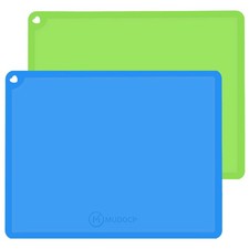 2 PCS Blue Green Silicone Kids Placemat Non Slip Toddler Dining Food Mat Tray