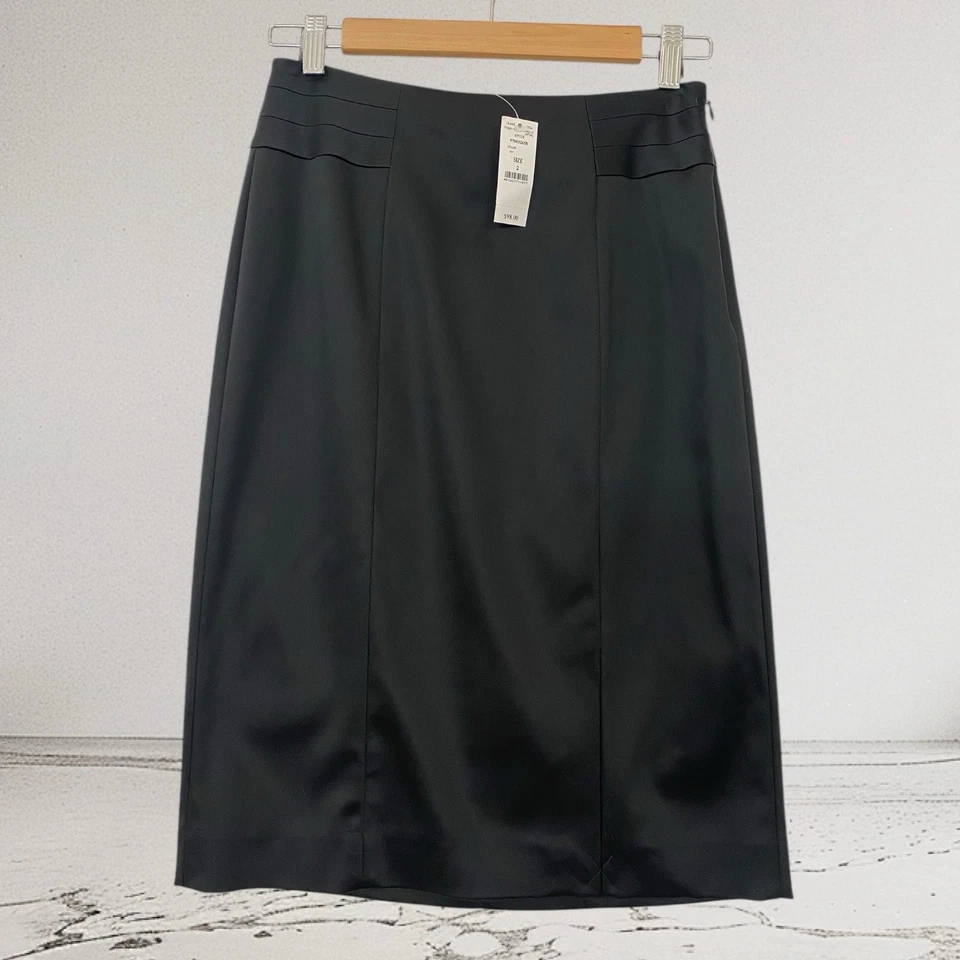 White House Black Market Black Pencil Skirt Size 2 Holiday Party Event NWT $98 - Image 2 of 4