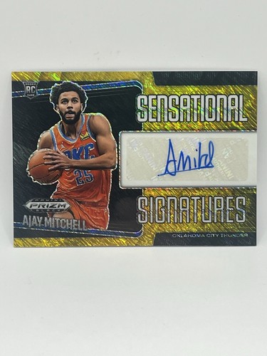 2024-25 Panini Prizm Black FOTL Gold Shimmer Auto RC /10 Ajay Mitchell Thunder
