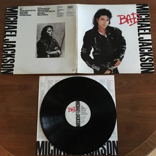 Michael Jackson - Bad (UK Vinyl LP, 1987). Gatefold,  VG+/VG+.