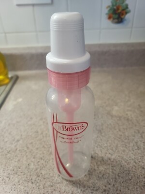 Dr. Brown's Natural Flow Bottles 8 oz - 6 Pc Including Lid ( Pink & Clear) #3