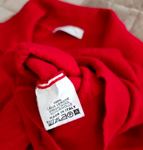 Vintage Gran Sasso Pullover Wolle Merino rot Gr.52 (S) Kragen V-Ausschnitt Pulli Herren - Bild 8 von 8