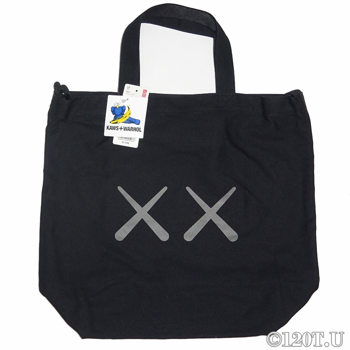 Uniqlo KAWS x Andy Warhol 2 Way Tote Bag Black Size 16.9 x15