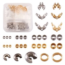 1 Box 304 Stainless Steel Crimp Beads and Bead Tips Crafts Jewelry Findings Kits