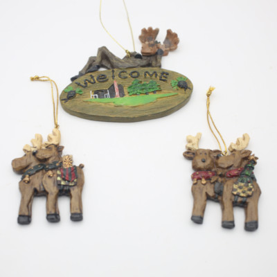 Lot of 3 Moose/Reindeer Christmas Ornaments