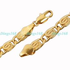 Genuine 18K Yellow Gold Filled Tarnish-Resist 5mm 8" Snail Link Chain Bracelet