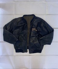 Vintage 90s Planet Hollywood Orlando Mens Sz M Leather Bomber Jacket Reversible