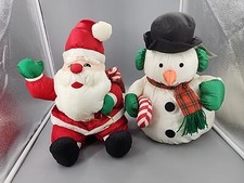 Pair of SUPERWARES CHRISTMAS Plush Santa and Snowman Nylon and polyester