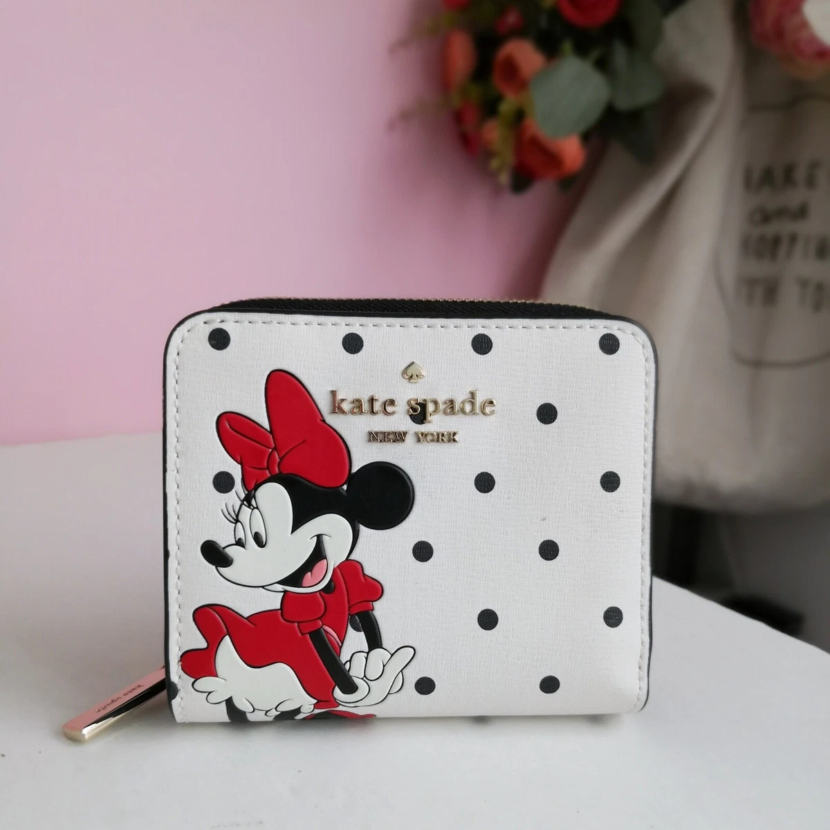 Kate Spade New York x Disney Minnie Mouse Zip Around Wallet New!