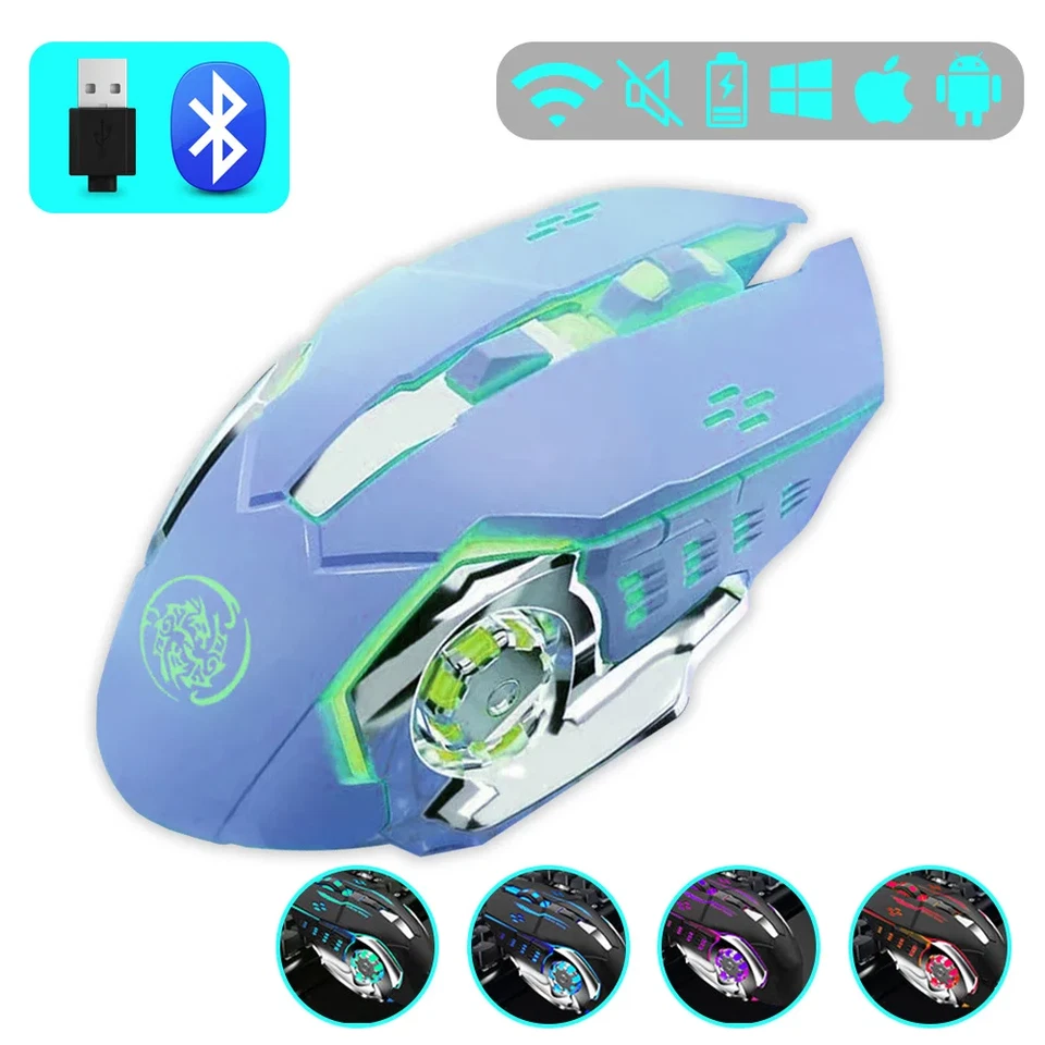 2.4G Wireless Gaming Mouse RGB Backlight with Bluetooth Rechargeable Mouse - Image 2 of 4