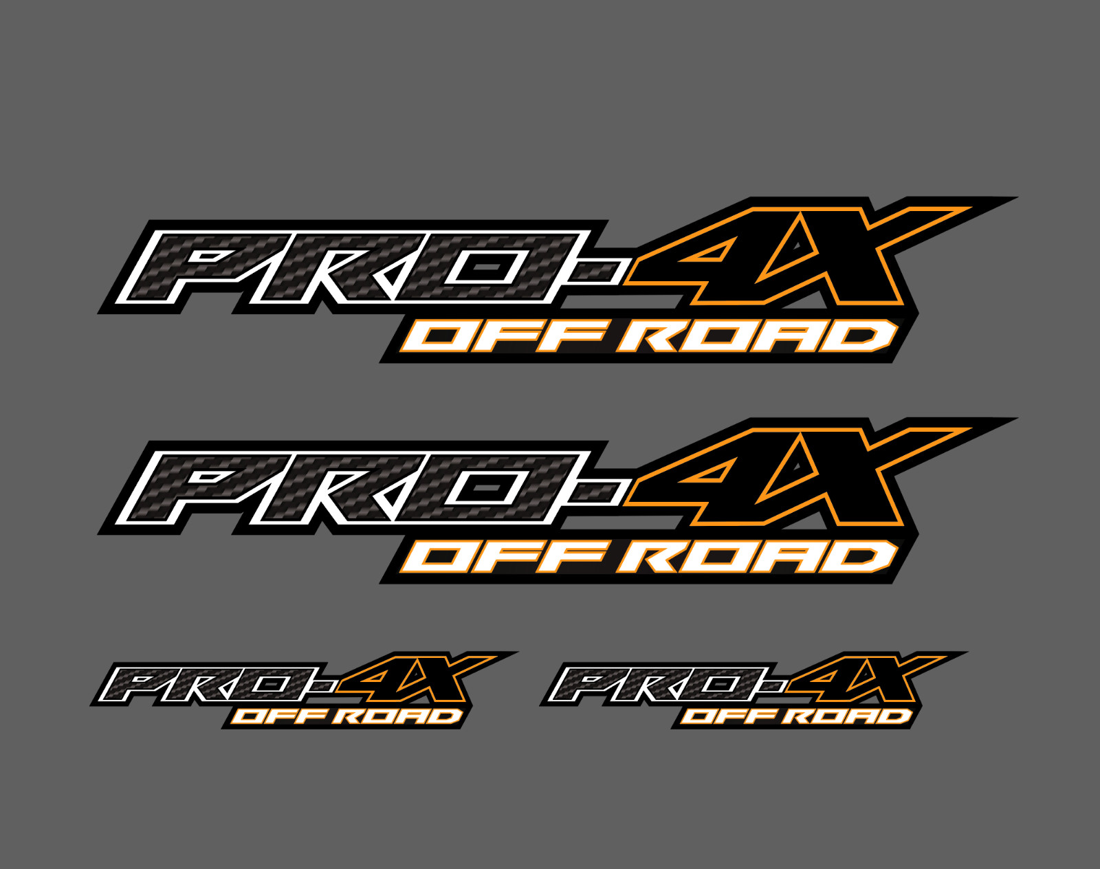4x4 Pro 4 X PRO-4X OFFROAD Carbon Fiber Orange 4x4 Decal Sticker Set