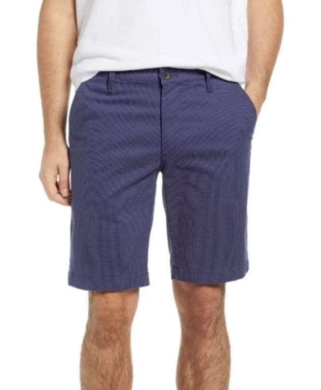 AG Adriano Goldschmied Griffin Geo Print Flat Front Shorts Indigo NWT $125