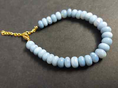 Blue opal Smooth Roundel Bracelet, 8mm, Blue Opal Gemstone Braclet