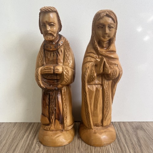 Vintage Wood Carved Jesus And Mary Figures Made In Israel 6.5” eBay