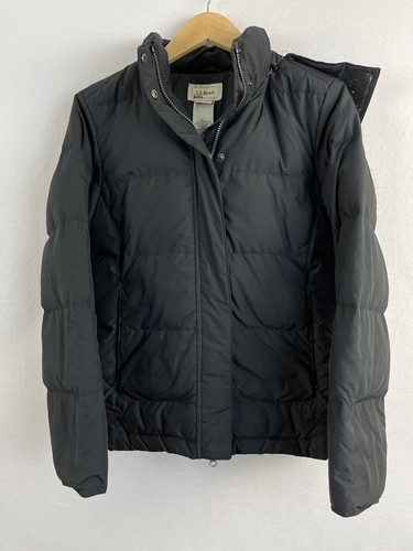 LL Bean Black Puffer Jacket With Hood 