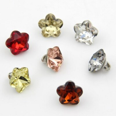 5 x 11 MM GELBE KRISTALL BLUME/STERN SILBER RÜCKSEITE SCHAFTKNÖPFE EDELSTEINE