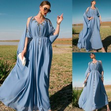 Dubai Moroccan Rhinestone Women Kaftan Caftan Muslim Abaya Maxi Dress Cocktail