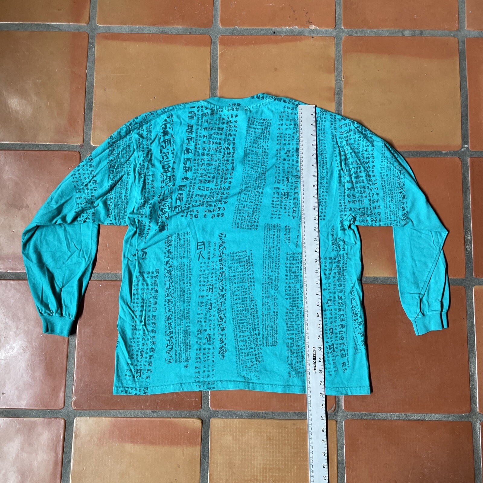 Vintage Hanes Men&rsquo;s XL Teal Long Sleeve T-Shirt Angel Fire NM Snowboard Graphic