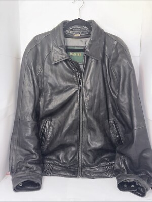 Vintage Heavy Danier Genuine Leather Bomber Jacket Zip Front 44-46