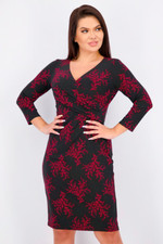 Lauren Ralph Lauren Womens Black Red Floral Print Crossover Sheath Dress Sz.4