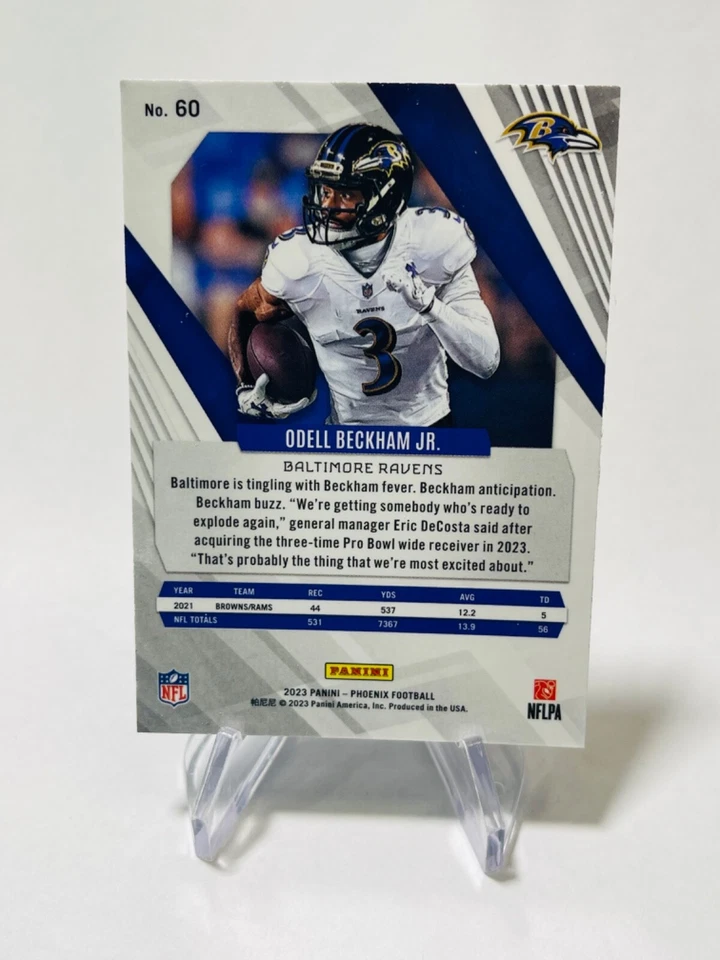 ODELL BECKHAM JR 2023 Panini Phoenix WHITE SHIMMER SSP #60 Ravens - Image 2 of 2