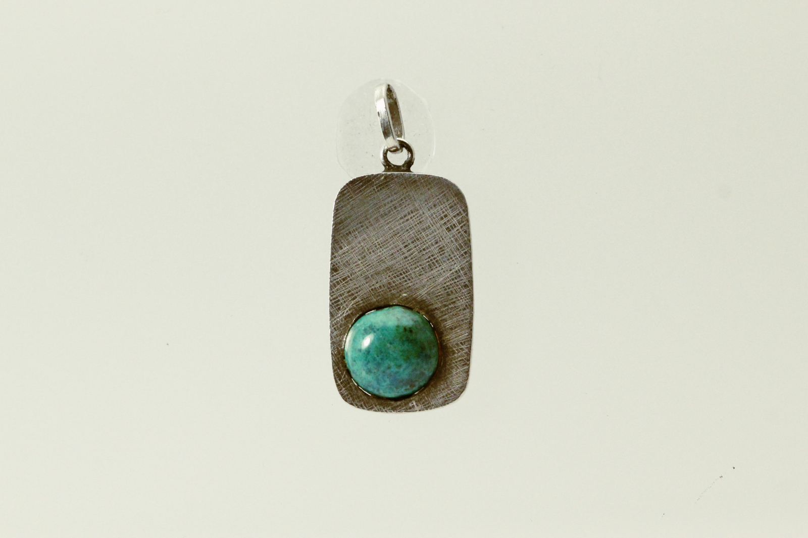 Brushed 925 Sterling Silver Rectangular Pendant w… - image 2