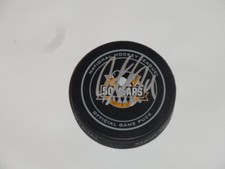 JUSTIN SCHULTZ SIGNED PITTSBURGH PENGUINS 50TH ANNIVERSARY OFFICIAL GAME PUCK 