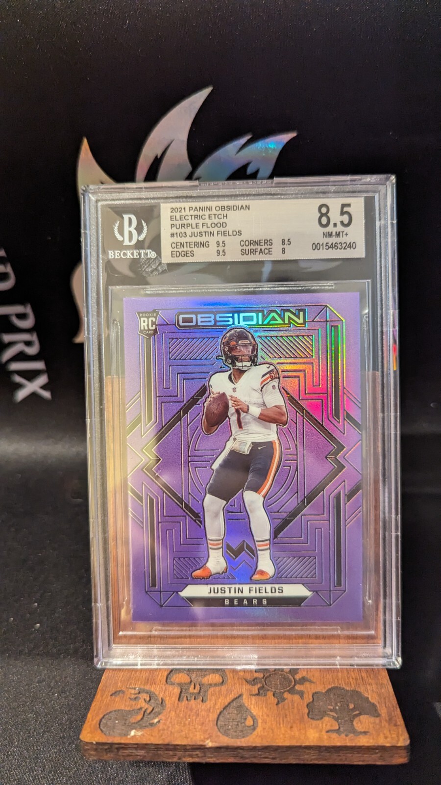 Justin Fields Panini Obsidian #103 Electric Etch Purple Flood
