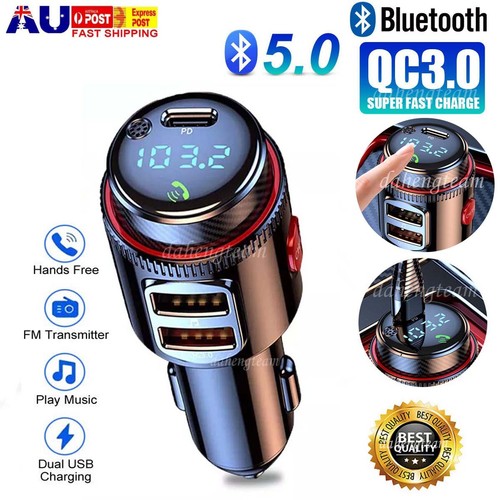 For Car Bluetooth 5.0 FM Transmitter Wireless PD Dual USB Charger MP3 Player - Picture 2 of 17