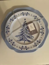 Rachel Ashwell CHRISTMAS Blue Melamine Dinner and Salad Plate 8 Piece Set New
